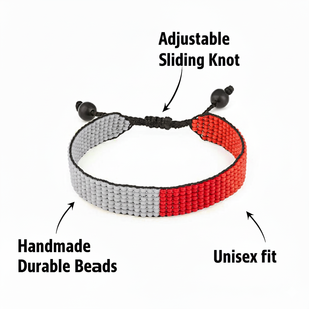 Malta Flag Bracelet: Handmade, Adjustable Boho Style Unisex Bracelet