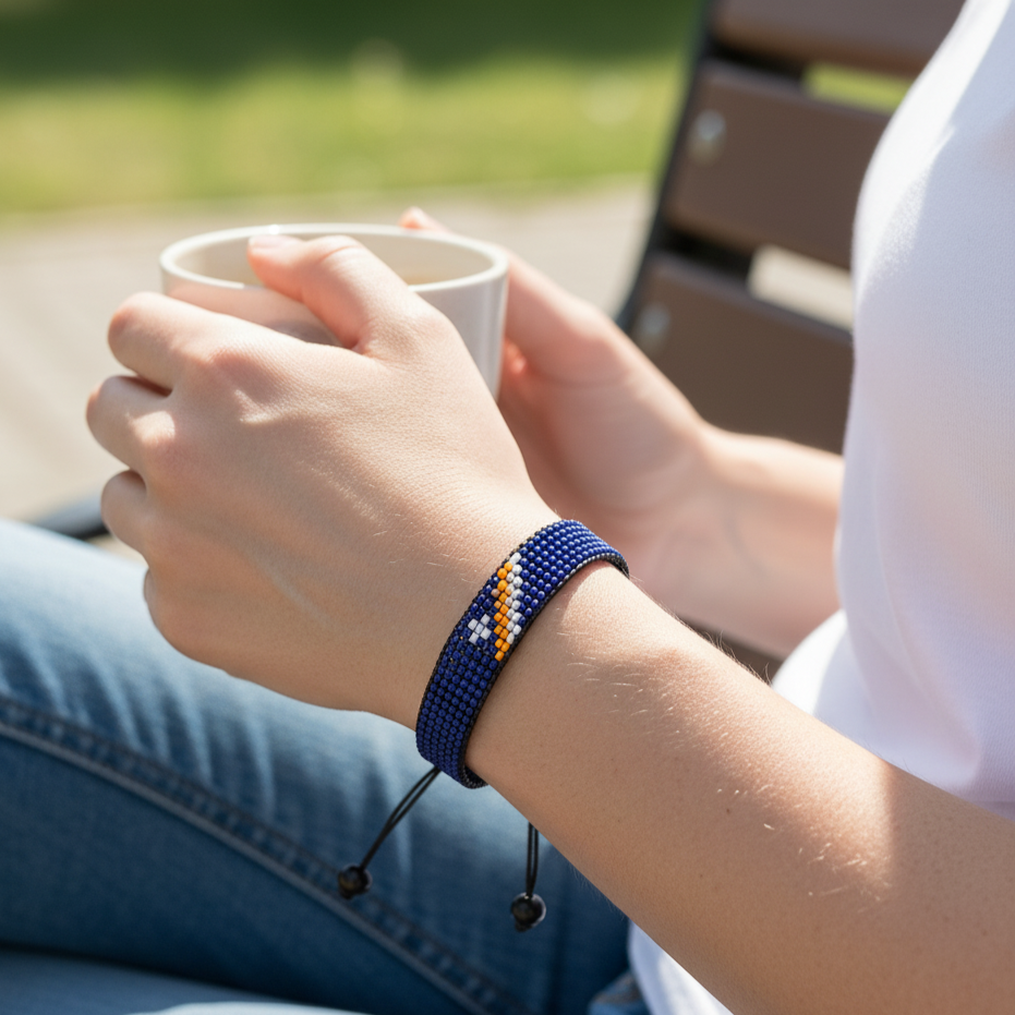 Marshall Islands Flag Bracelet: Handmade Adjustable, Boho Style Wristband