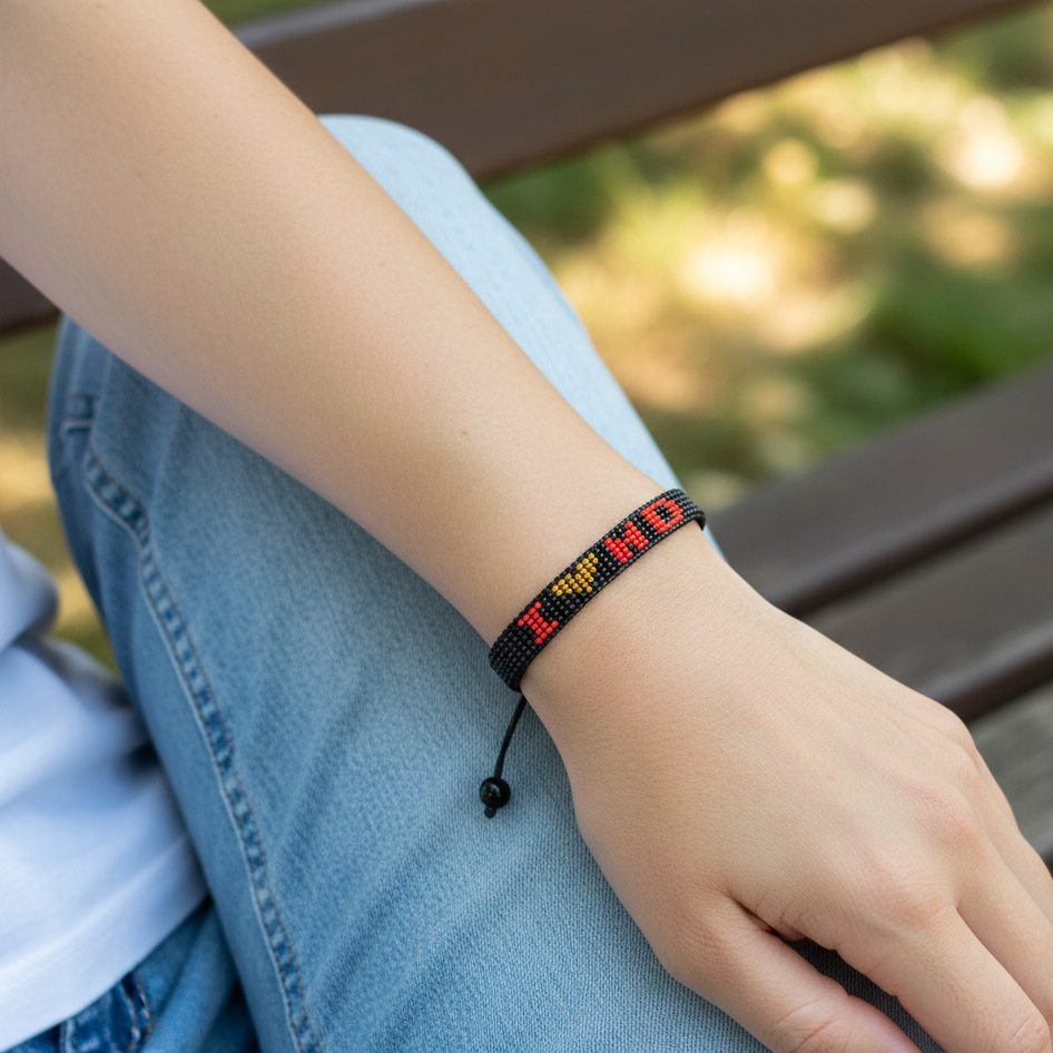 Bracelet Perles « I Love Maryland » – Fait main & Ajustable