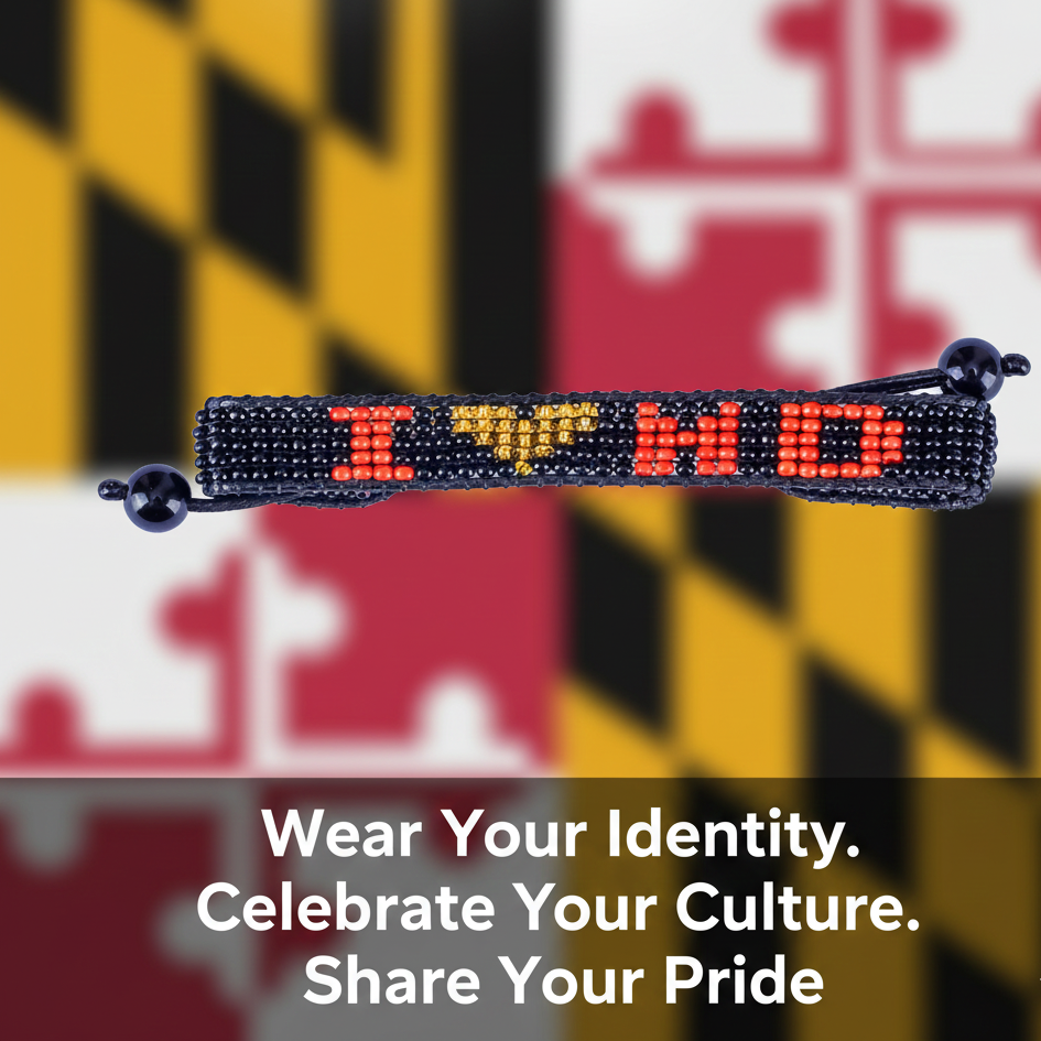 Bracelet Perles « I Love Maryland » – Fait main & Ajustable