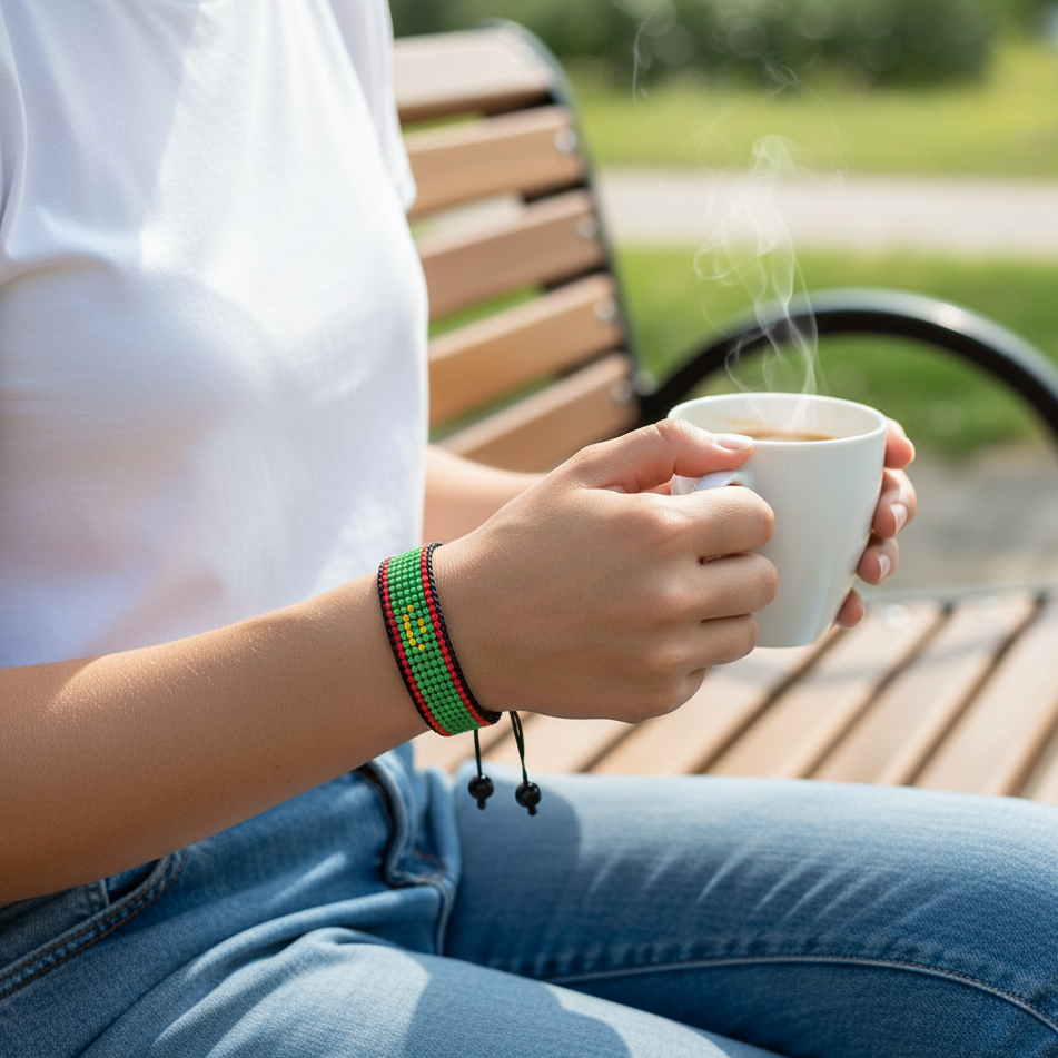 Bracelet drapeau Mauritanie : Bracelet ajustable fait main pour hommes et femmes