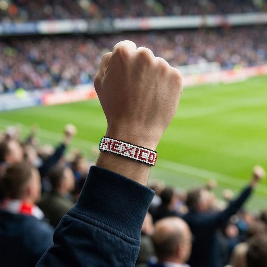 World Cup 2026 Mexico Beaded Flag Bracelet – Handmade & Adjustable