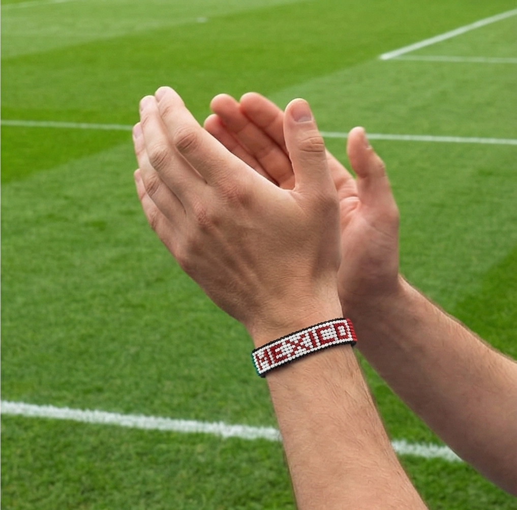 World Cup 2026 Mexico Beaded Flag Bracelet – Handmade & Adjustable