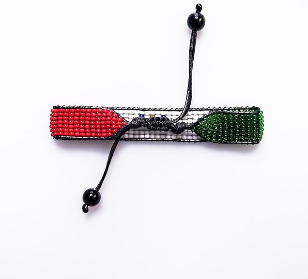 Mexiko Flaggen Armband: Handgemachter verstellbarer unisex Boho-Stil Schmuck mit Perlen