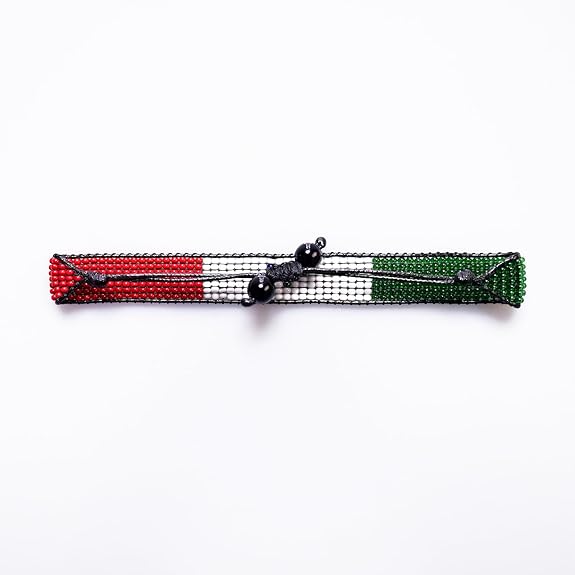 Mexiko Flaggen Armband: Handgemachter verstellbarer unisex Boho-Stil Schmuck mit Perlen
