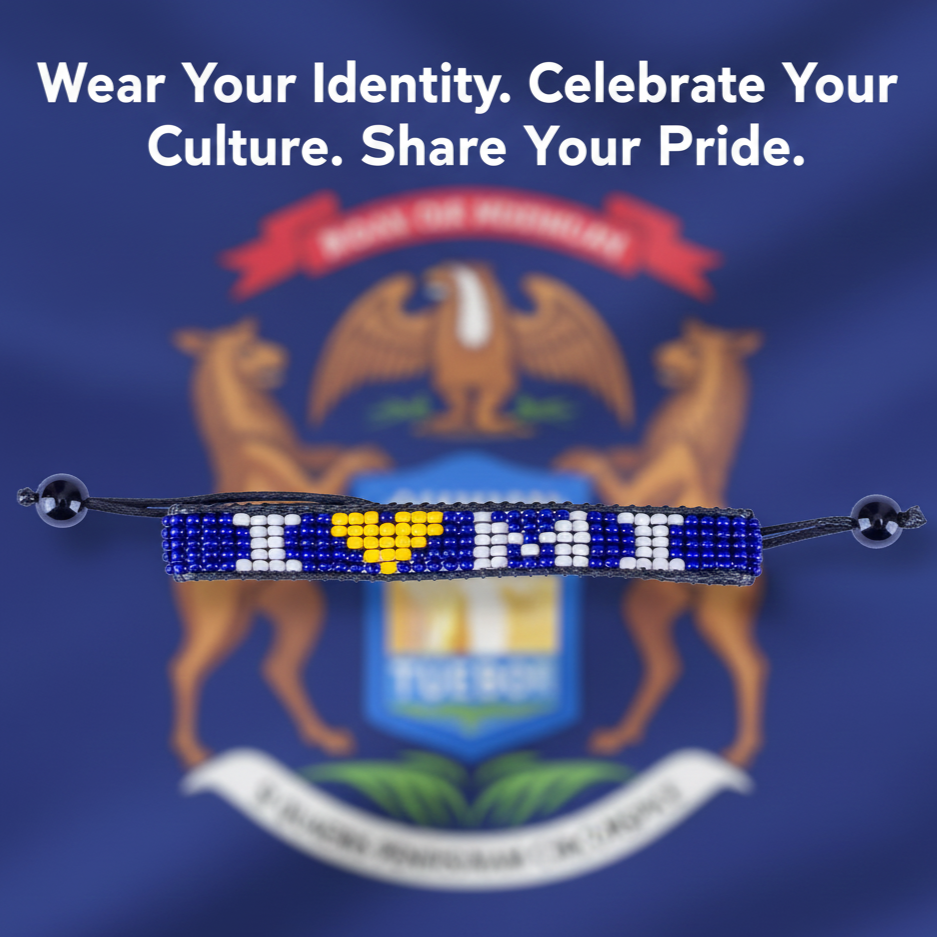 I Love Michigan Perlenarmband – Handgefertigt & Verstellbar