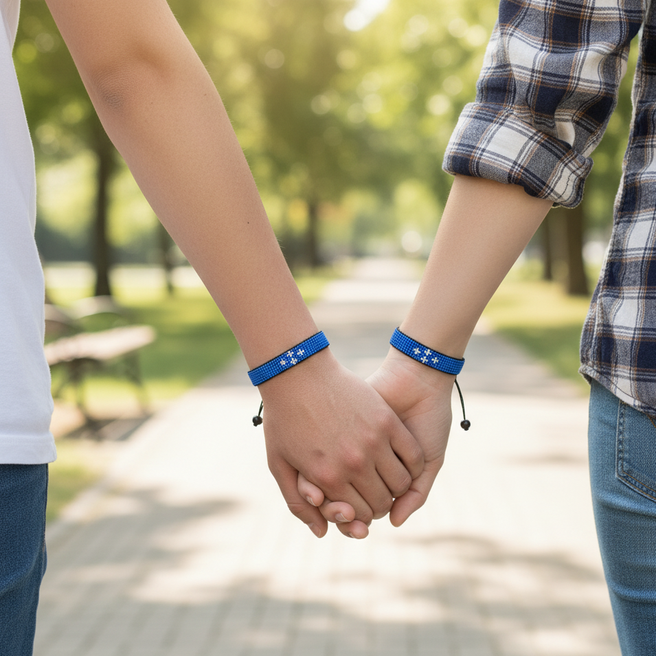 Bracelet Drapeau de Micronésie (États fédérés) : Bracelet en Corde Fait Main, Ajustable, Style Bohème pour Femmes et Hommes