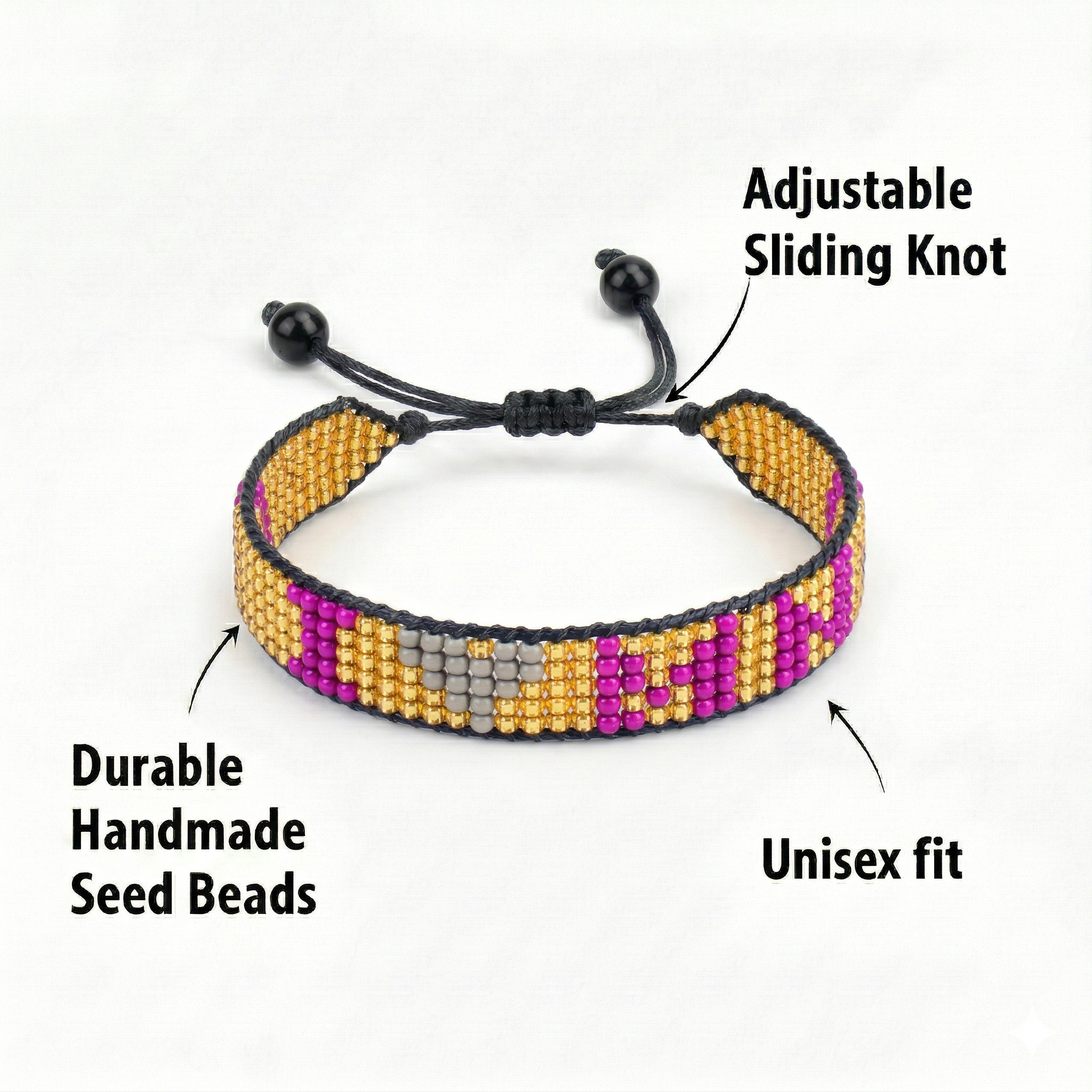 Bracelet de perles « I Love Minnesota » – Fait main et ajustable