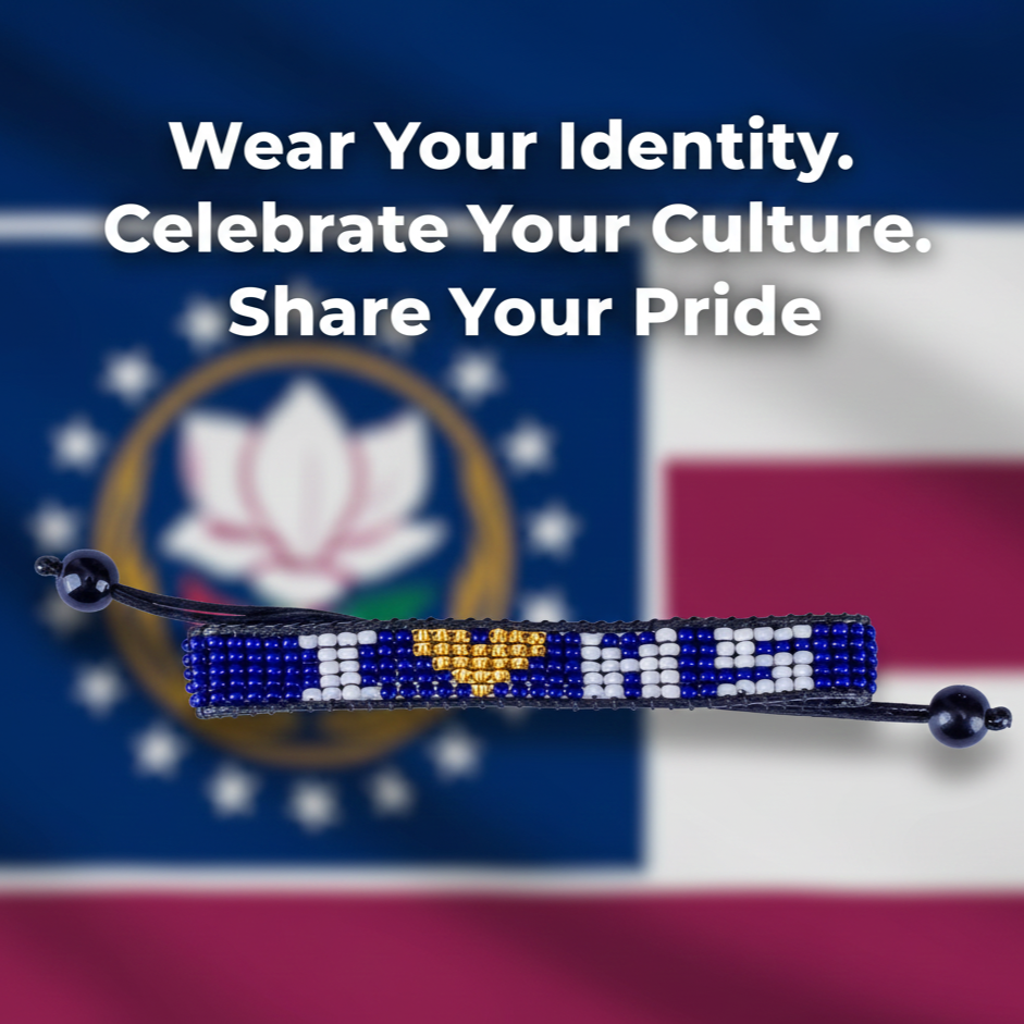 Bracelet perlé « I Love Mississippi » – Fait main et réglable