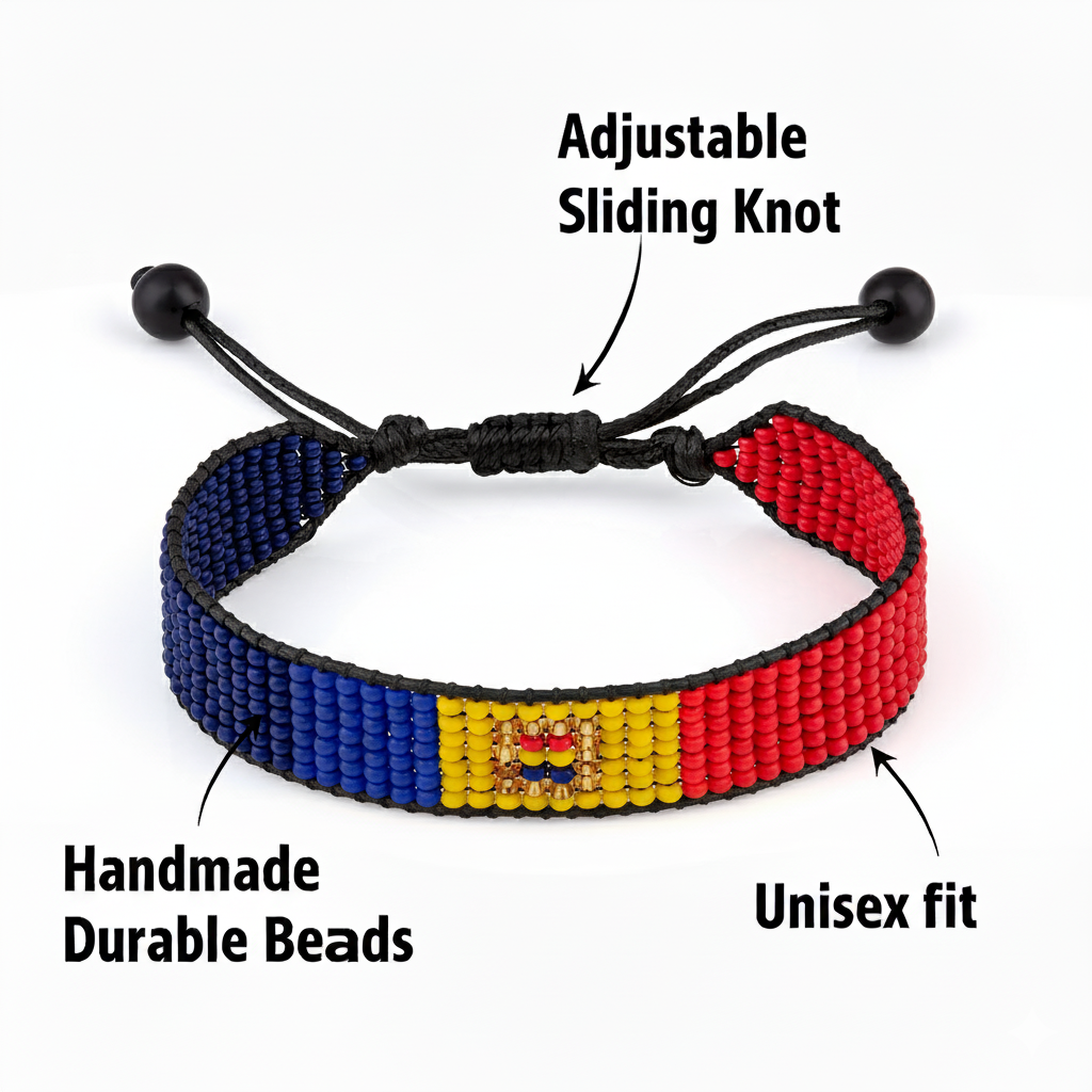 Moldova Flag Bracelet:Adjustable, Boho Style Rope Bracelet for Women & Men