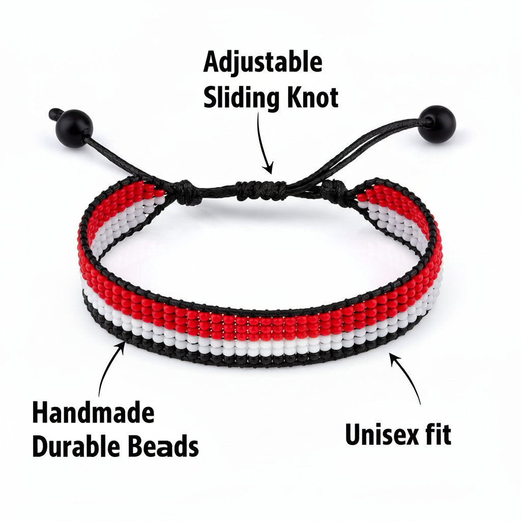 Monaco Flag Bracelet, Adjustable, Boho Style Rope Bracelet for Women, Men, Thread String