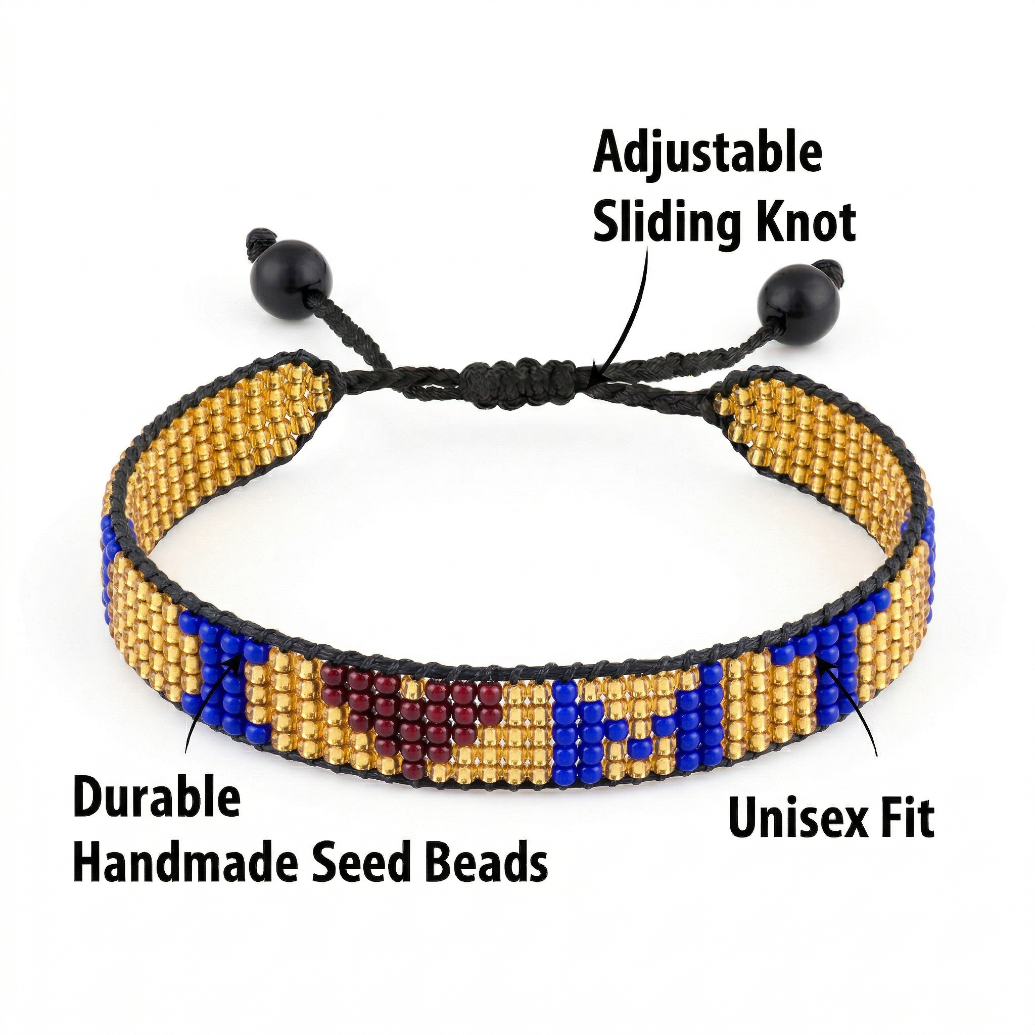 Bracelet perlé « J'aime le Montana » – Fait main et réglable