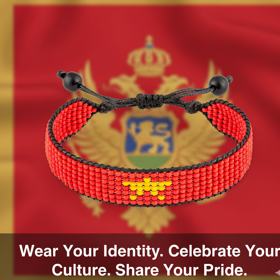 Montenegro Flaggen-Armband: Handgemachtes, verstellbares Seilarmband im Boho-Stil für Frauen und Männer