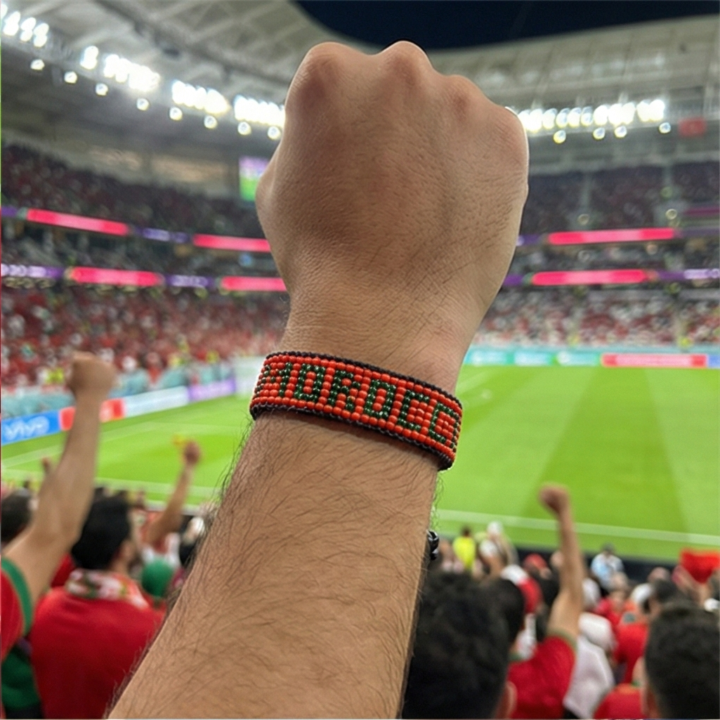 World Cup 2026 Morocco Beaded Flag Bracelet – Handmade & Adjustable