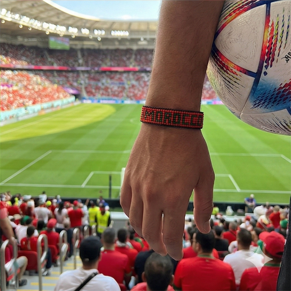 World Cup 2026 Morocco Beaded Flag Bracelet – Handmade & Adjustable