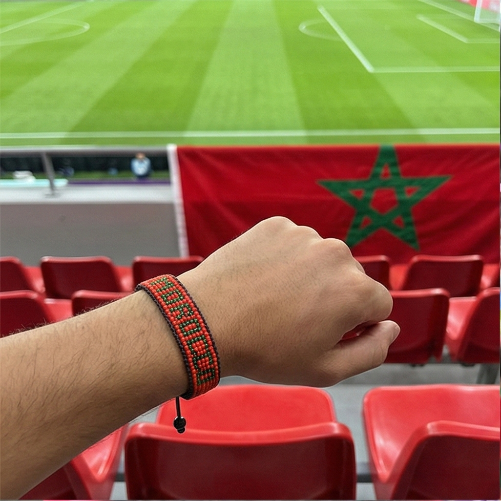 World Cup 2026 Morocco Beaded Flag Bracelet – Handmade & Adjustable
