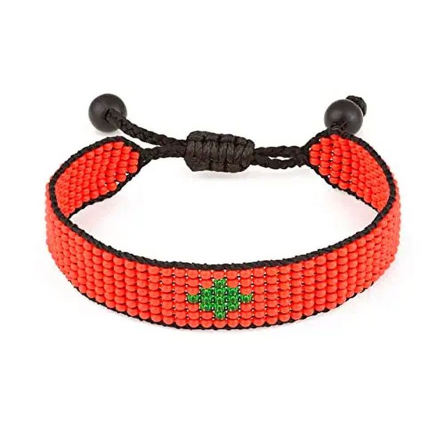 Morocco Flag Bracelet: Handmade, Adjustable Beaded Boho-Style Rope Bangle with Patriotic Design