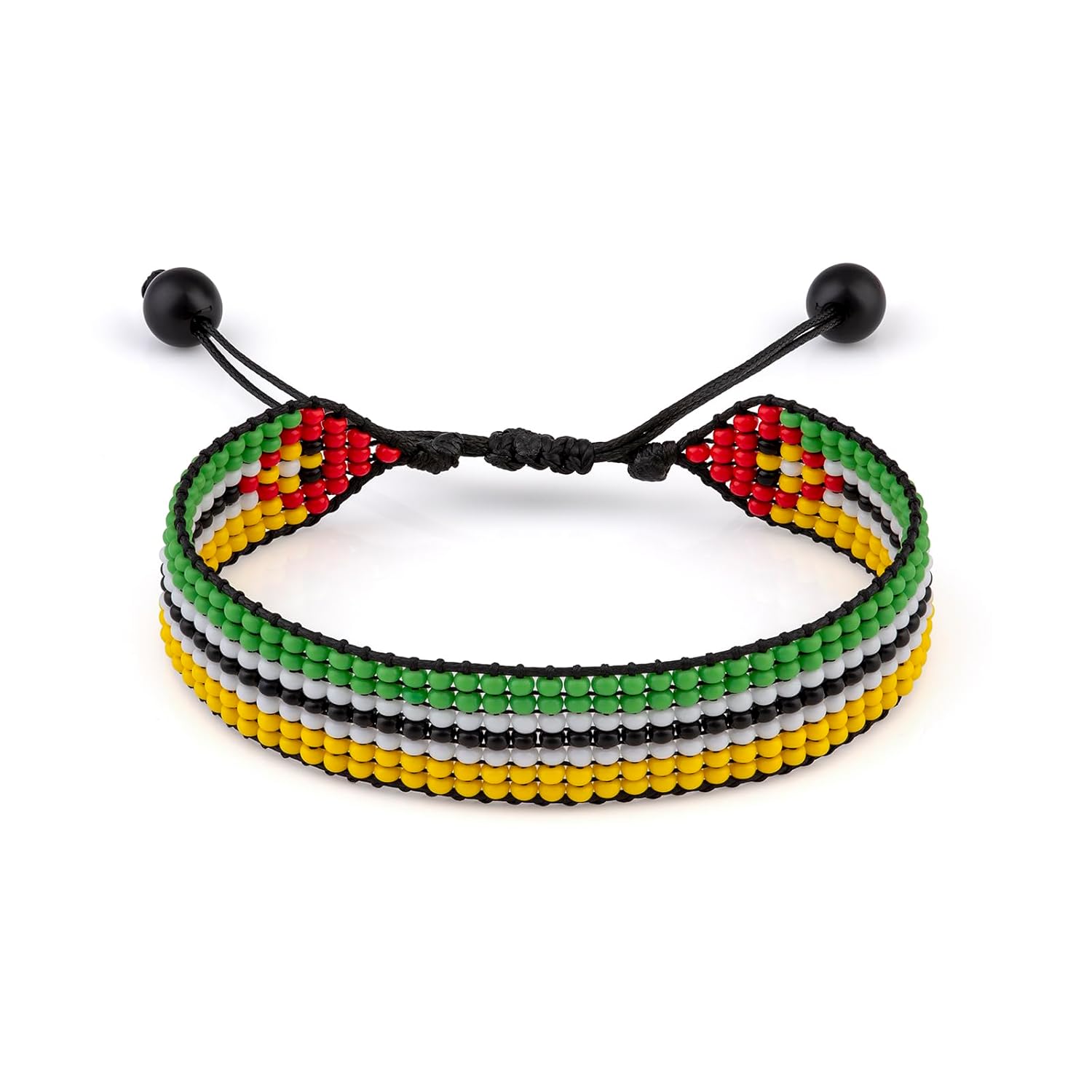 Mozambique Flag Bracelet: Beaded, Adjustable, Boho Style Rope Bracelet for Women & Men