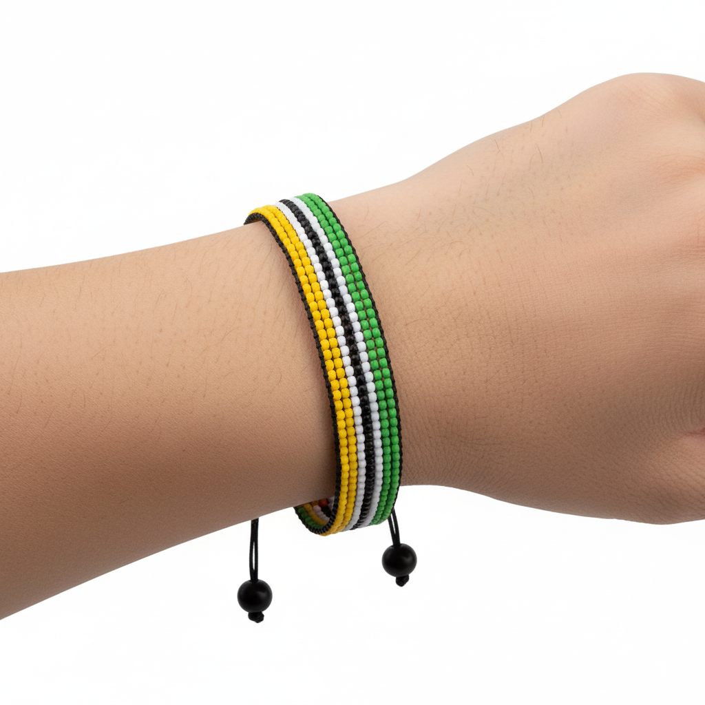 Bracelet drapeau Mozambique : perlé, ajustable, style bohème pour femmes et hommes