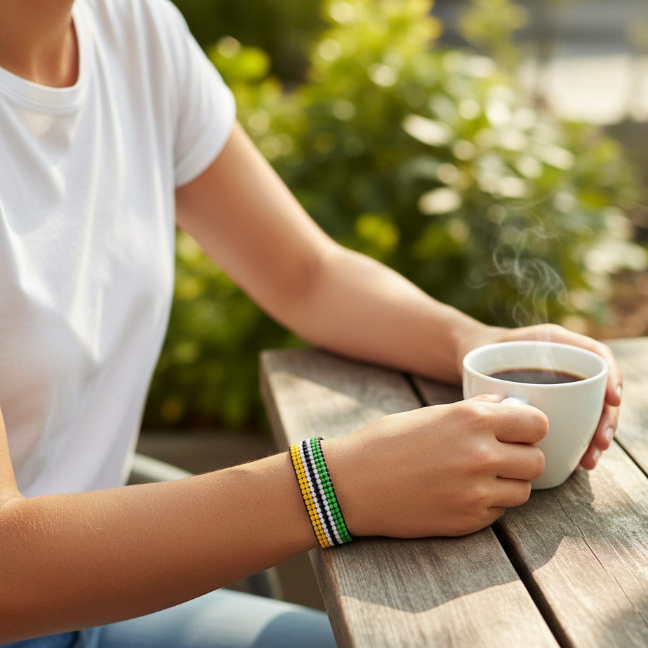 Bracelet drapeau Mozambique : perlé, ajustable, style bohème pour femmes et hommes