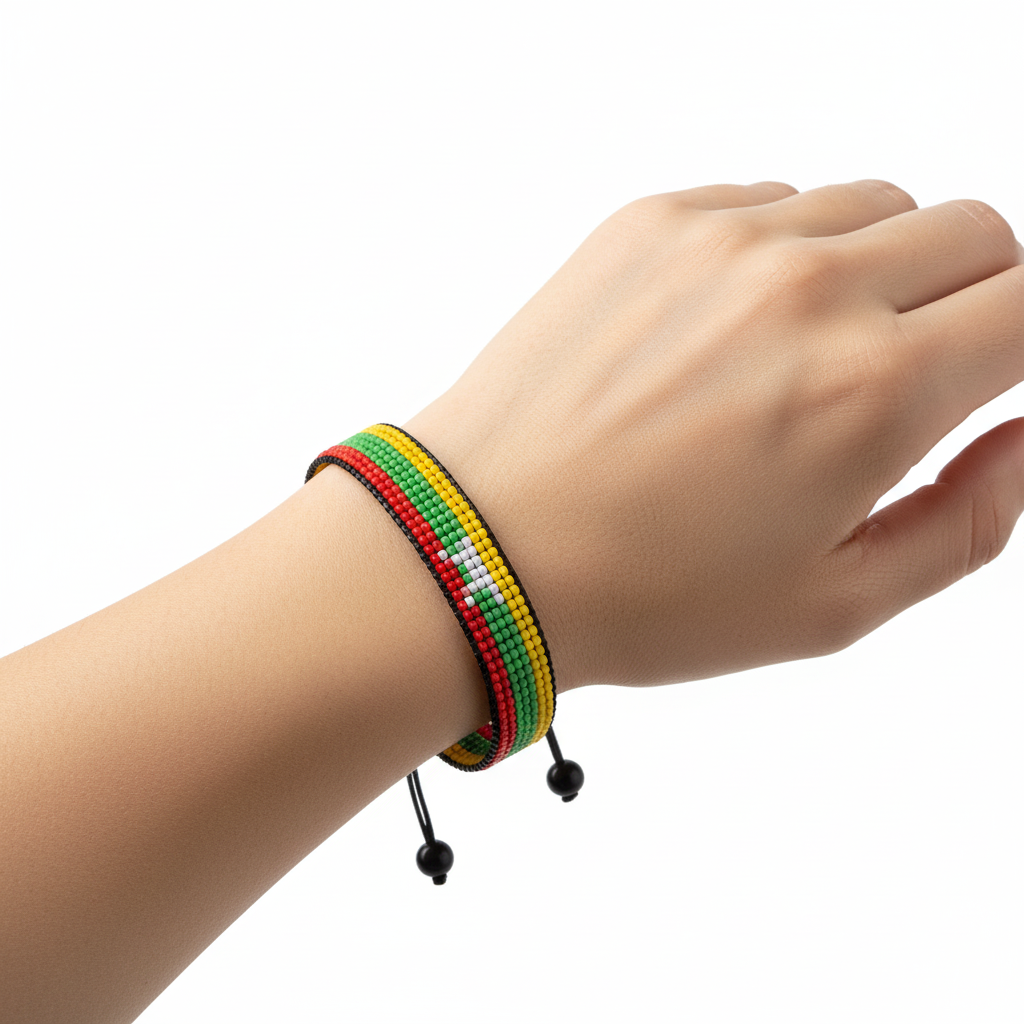 Myanmar Flag Armband: Handgefertigt, verstellbar, Unisex Boho Stil Seilarmband