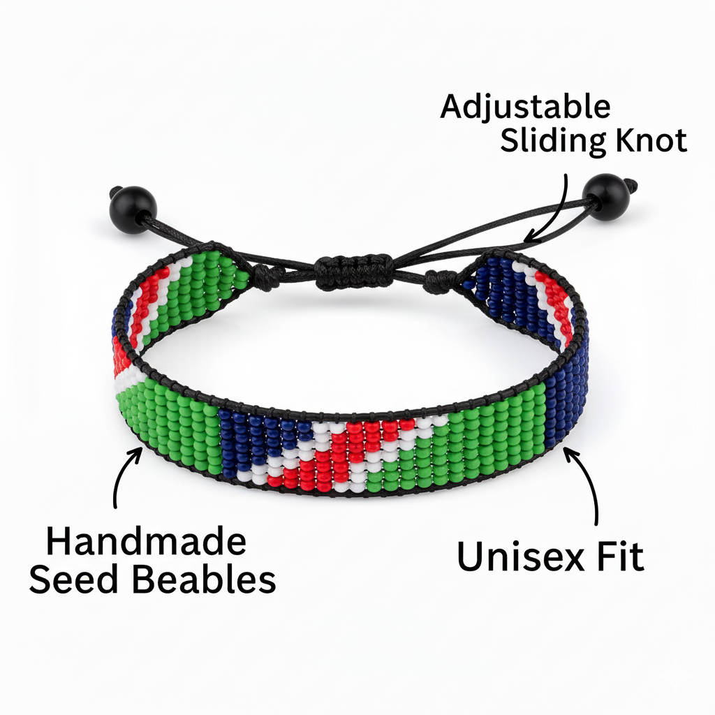 Namibia Flaggenarmband: Verstellbares, geflochtenes Armband im Boho-Stil für Damen und Herren