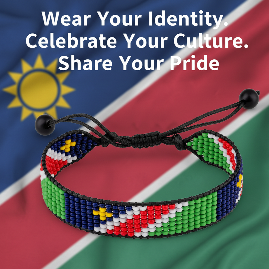 Namibia Flaggenarmband: Verstellbares, geflochtenes Armband im Boho-Stil für Damen und Herren