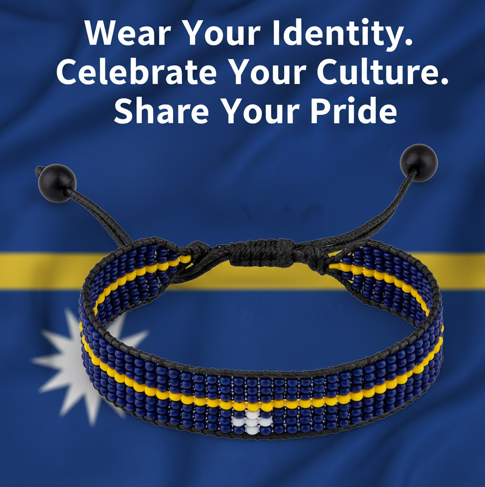 Nauru Flaggenarmband: Verstellbares, geflochtenes Boho-Stil Seilarmband für Frauen & Männer