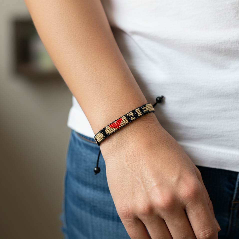 Ich liebe Nebraska Perlenarmband – Handgefertigt & Verstellbar
