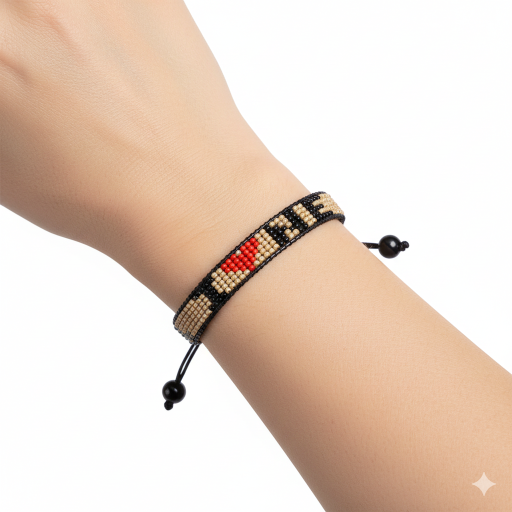 I Love Nebraska Beaded Bracelet – Handcrafted & Adjustable