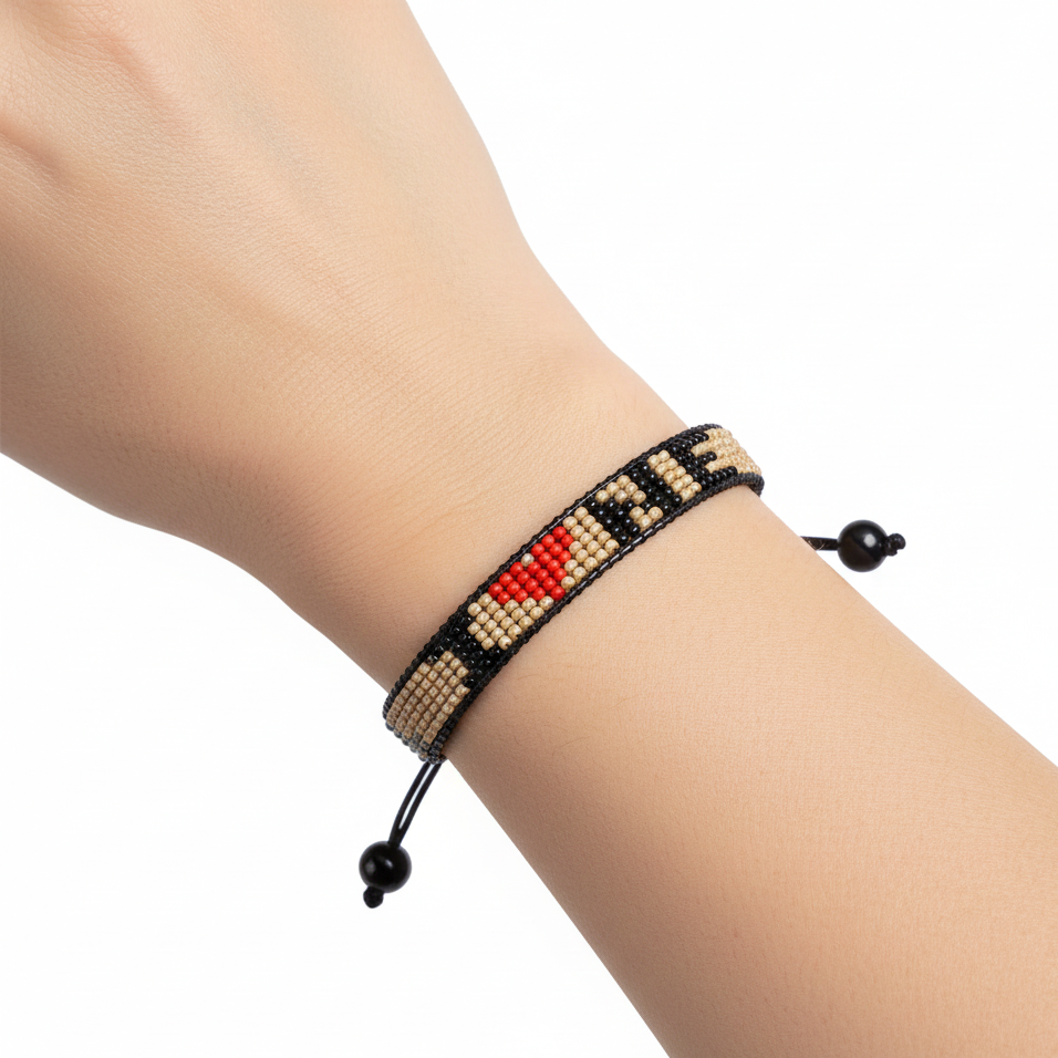 Ich liebe Nebraska Perlenarmband – Handgefertigt & Verstellbar