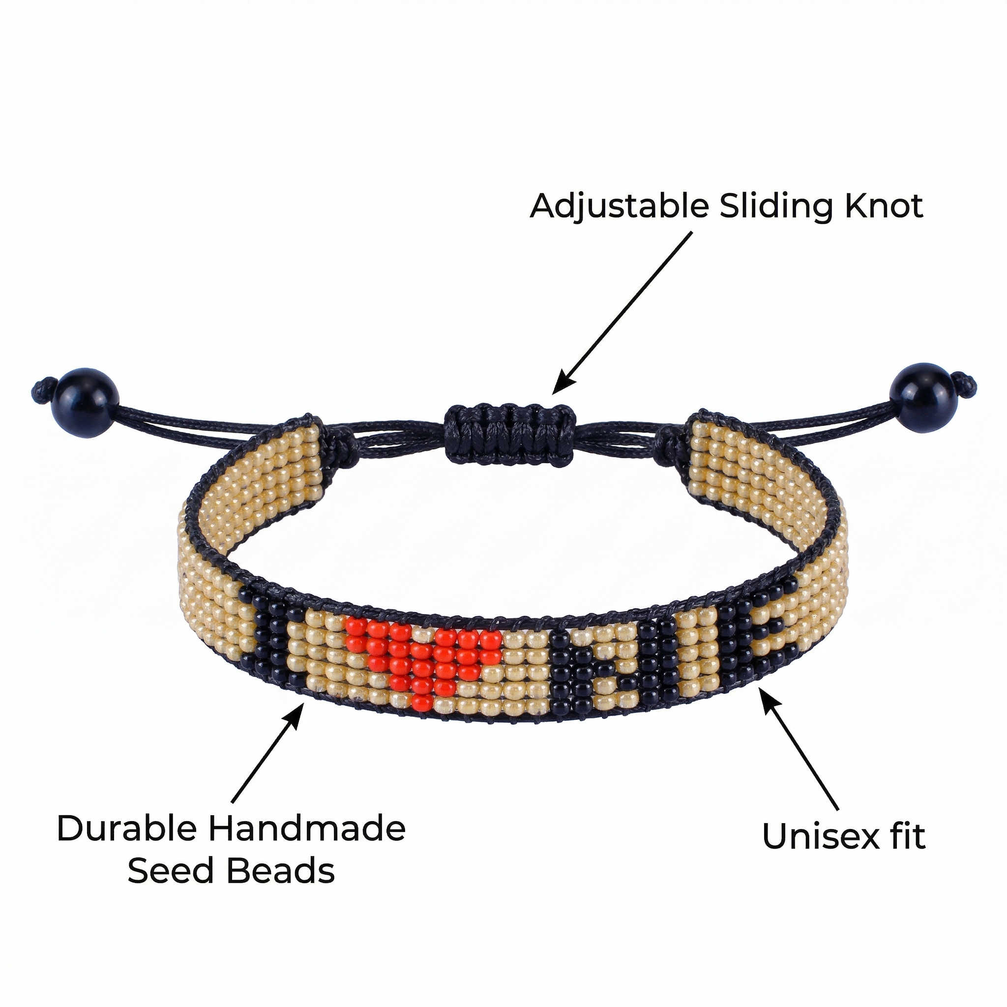 Bracelet perlé J'aime le Nebraska – Fait main et ajustable