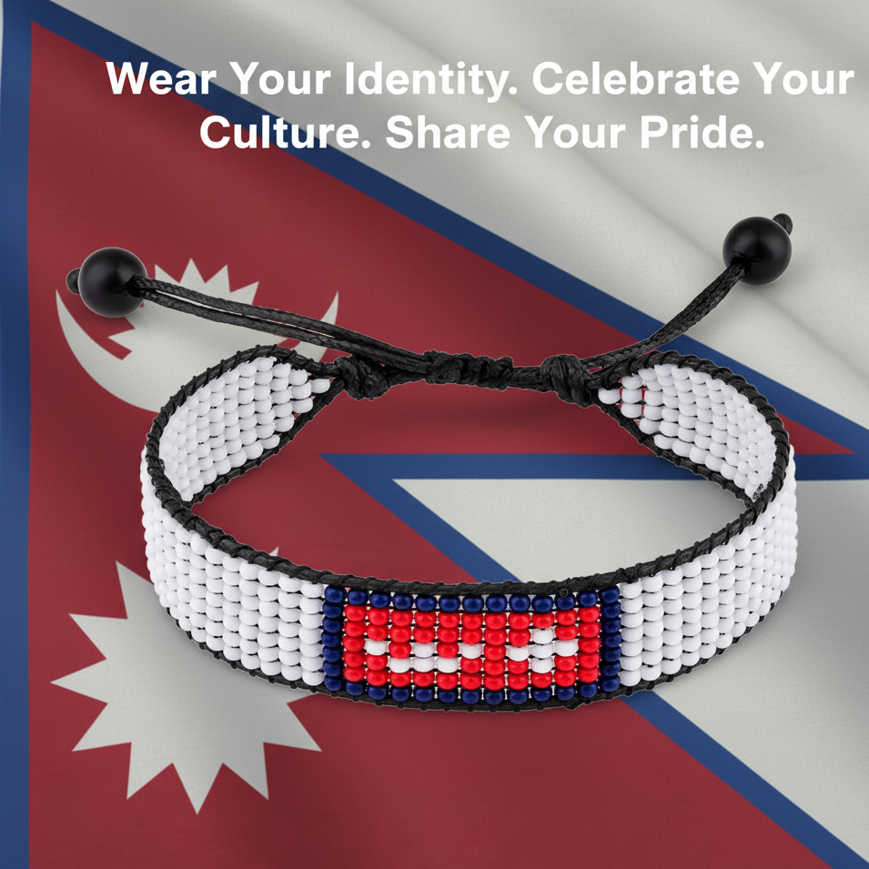 Nepal Flag Armband: Verstellbares Boho-Seilarmband für Damen und Herren