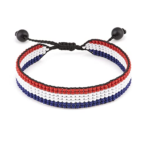 Netherlands Flag Bracelet: Handmade, Adjustable Boho-Style Rope with Patriotic Design