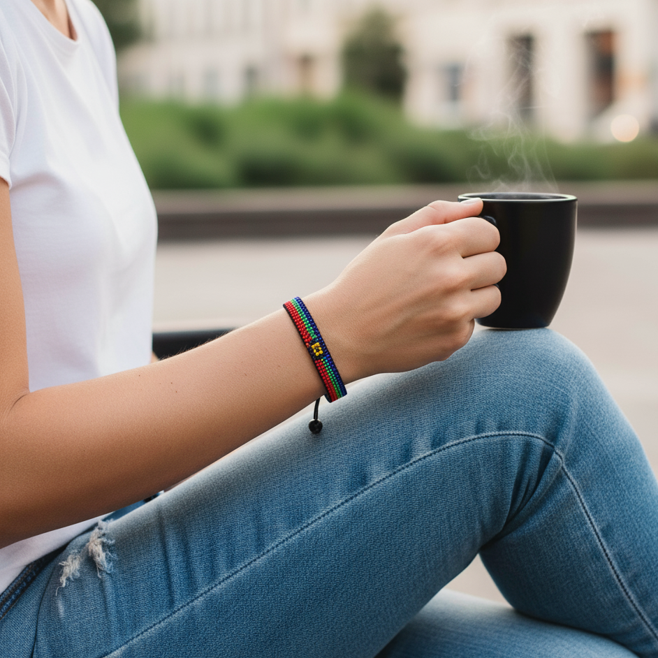 Neukaledonien Flaggenarmband: Verstellbares Boho-Seilarmband für Damen & Herren