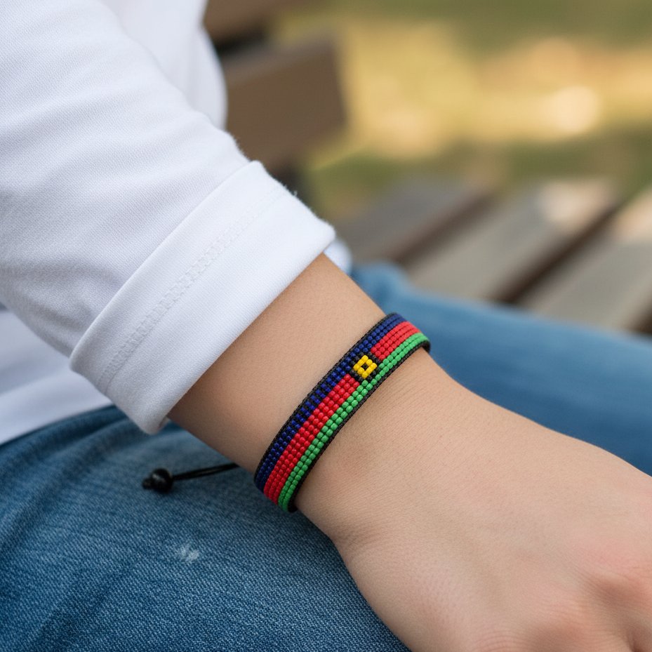 Neukaledonien Flaggenarmband: Verstellbares Boho-Seilarmband für Damen & Herren