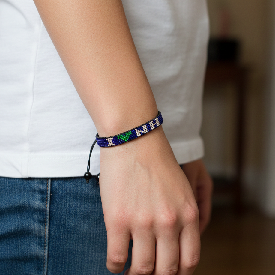 „I Love New Hampshire“ Perlenarmband – handgefertigt und verstellbar