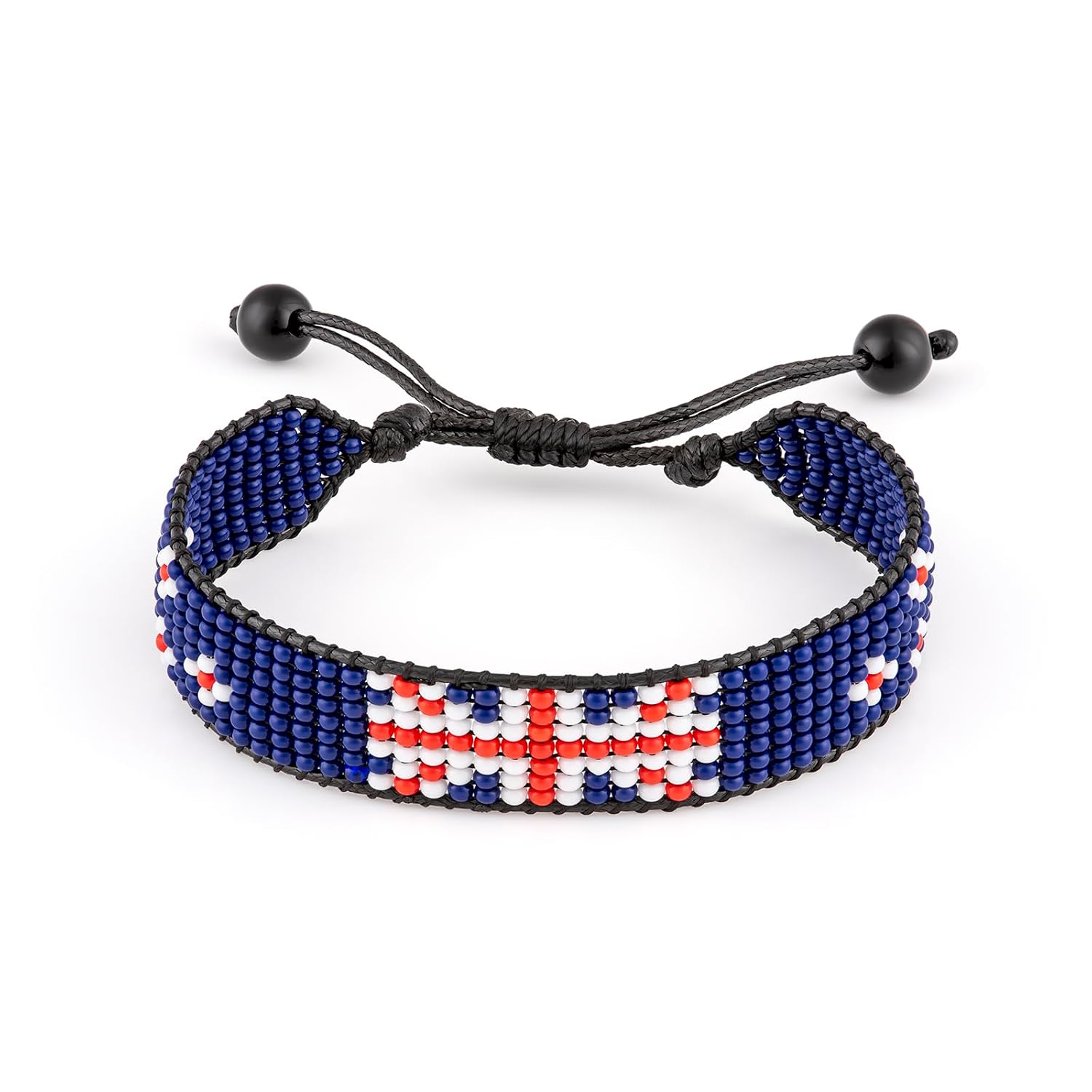 New Zealand Flag Bracelet: Handmade with Adjustable Beaded String, Unisex Boho Style Jewelry
