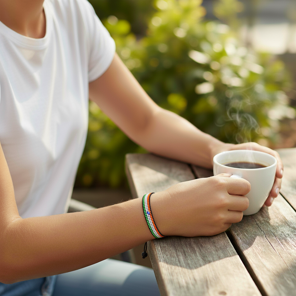 Niger Flag Bracelet: Beaded, Adjustable, Unisex Boho Style Design
