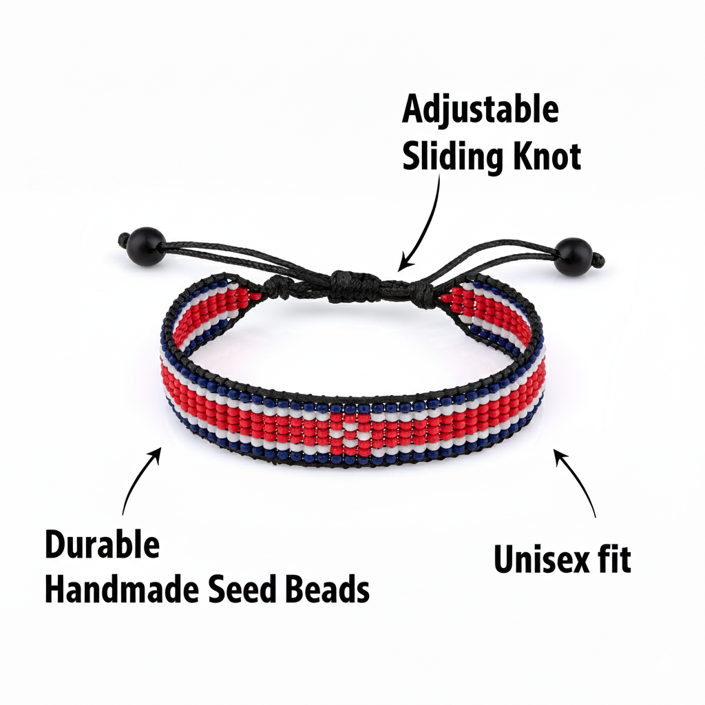 North Korea Flag Bracelet: Adjustable, Boho Style Rope Bracelet for Women and Men