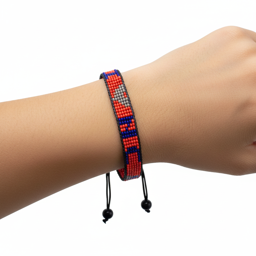 I Love North Carolina Bracelet – Handcrafted & Adjustable, Beaded