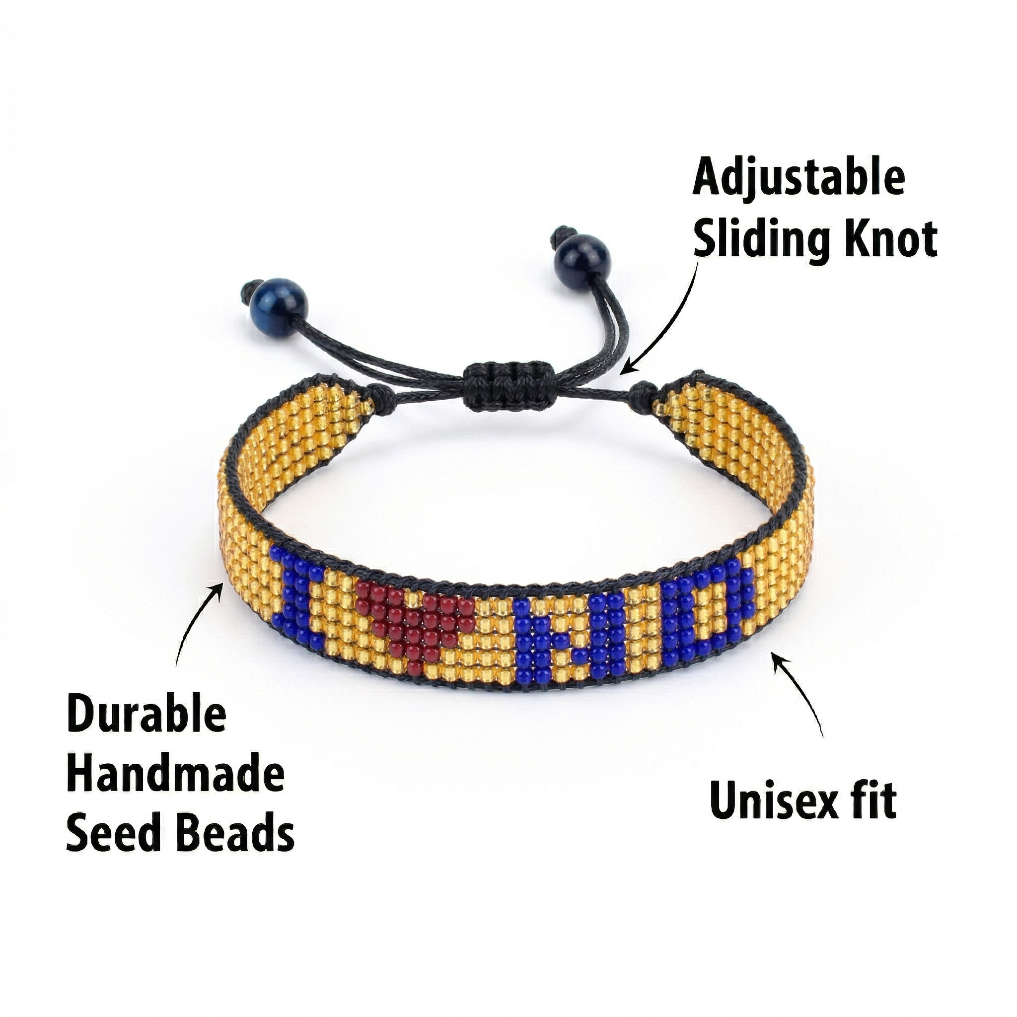 Bracelet J'aime le Dakota du Nord : Fait main, ajustable, affichez votre fierté