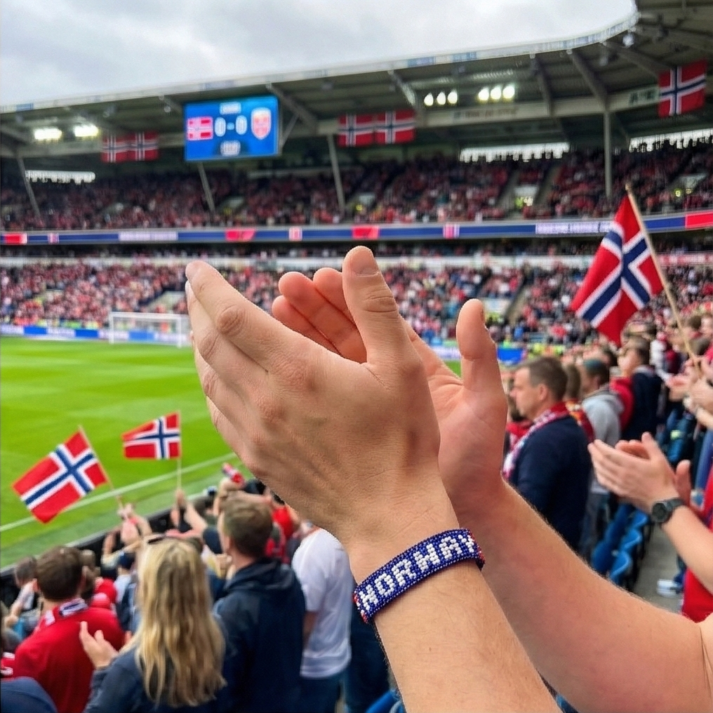 Fußball-Weltmeisterschaft 2026 Norwegen Perlenarmband – handgemacht & verstellbar