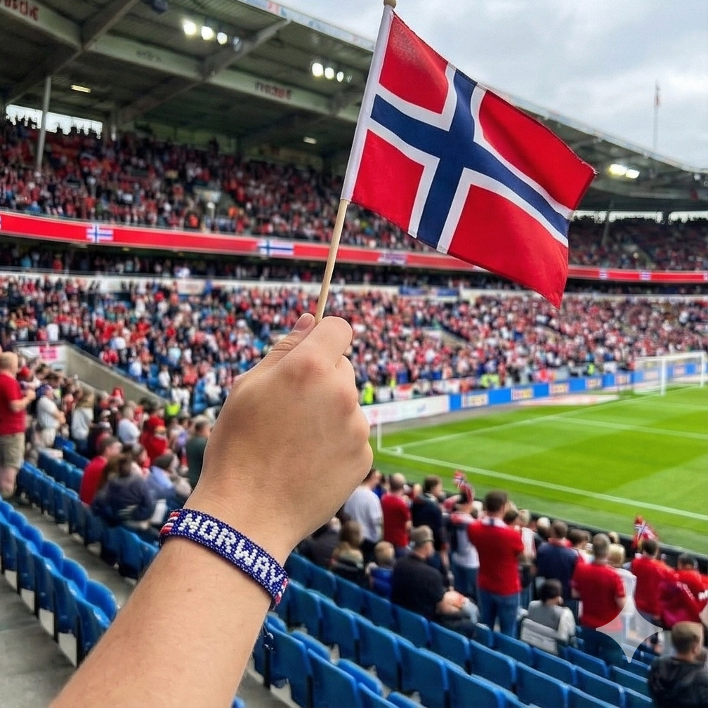 Fußball-Weltmeisterschaft 2026 Norwegen Perlenarmband – handgemacht & verstellbar