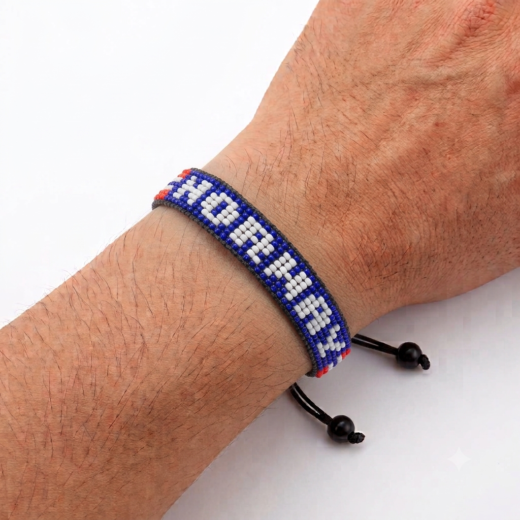 Bracelet drapeau Norvège perlé Coupe du Monde 2026 – Fait main et ajustable
