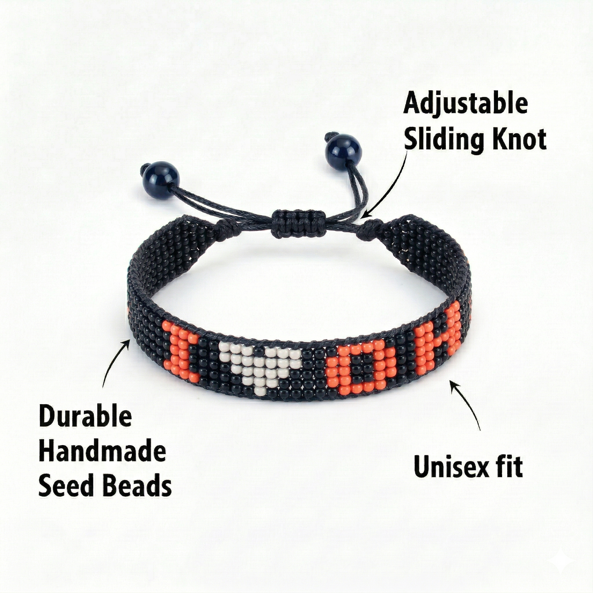 Bracelet perlé « I Love Ohio » – Fait main et ajustable
