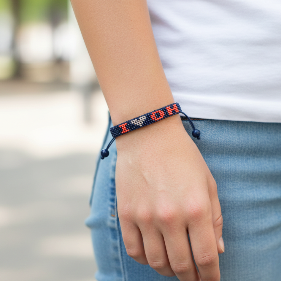 I Love Ohio Perlenarmband – Handgefertigt & Verstellbar