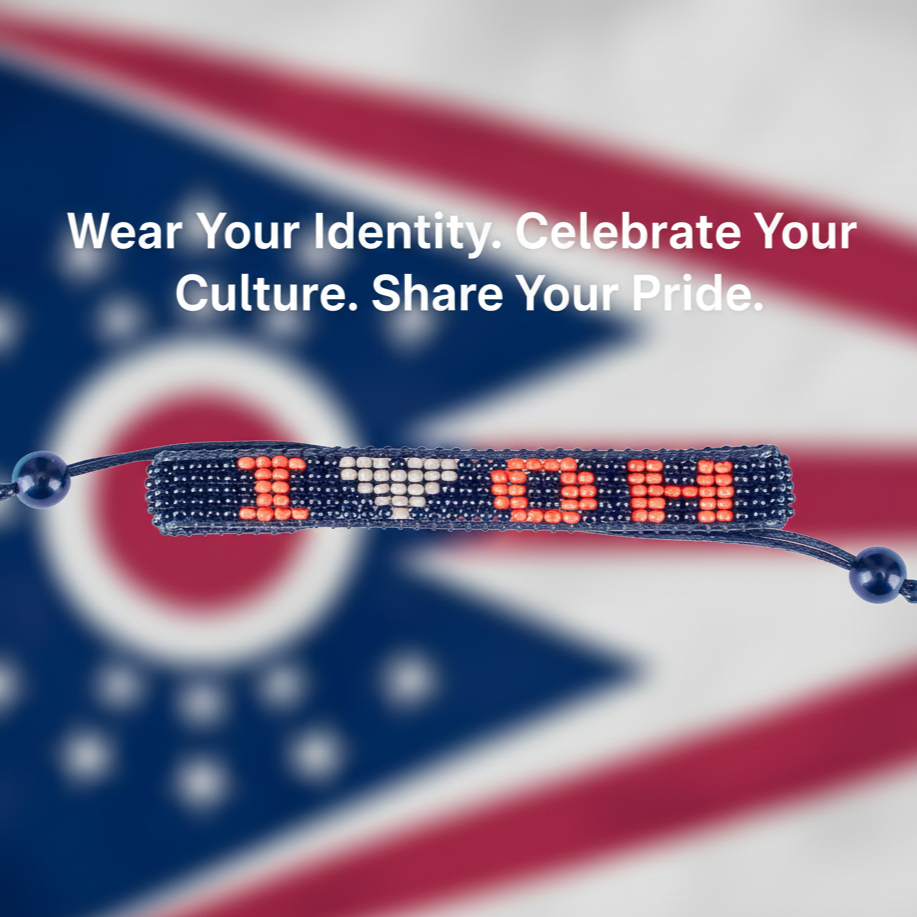 I Love Ohio Perlenarmband – Handgefertigt & Verstellbar