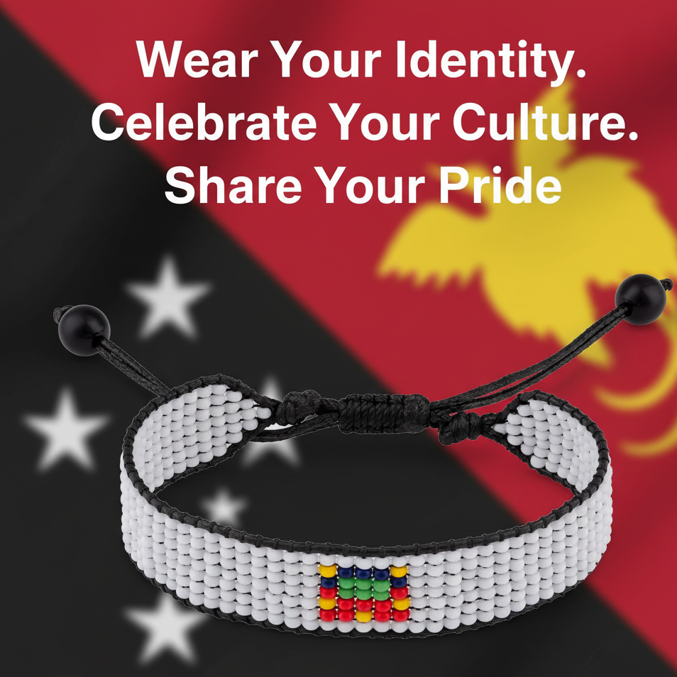 Papua-Neuguinea Flaggenarmband: Verstellbares Boho-Stil Seilarmband für Damen und Herren