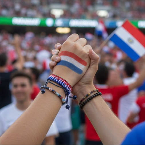 World Cup 2026 Paraguay Beaded Flag Bracelet – Handmade & Adjustable